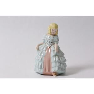 60s French Provincial Vintage MCM Eduardian-style Girl in Blue Dress Porcelain